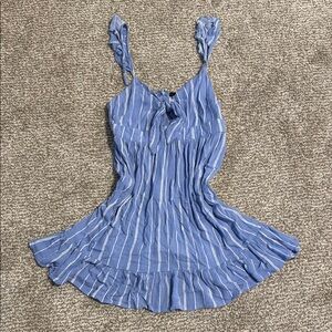 Blue Striped Sleeveless Dress